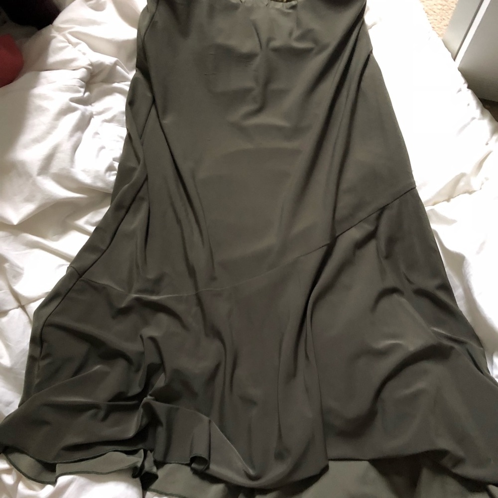 Army green long skirt